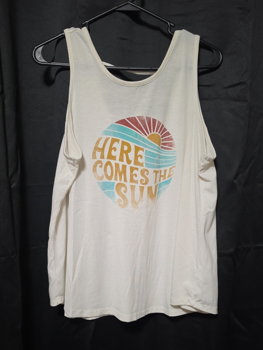 Maurices Cream Graphic Tank with Retro Sun Motif
